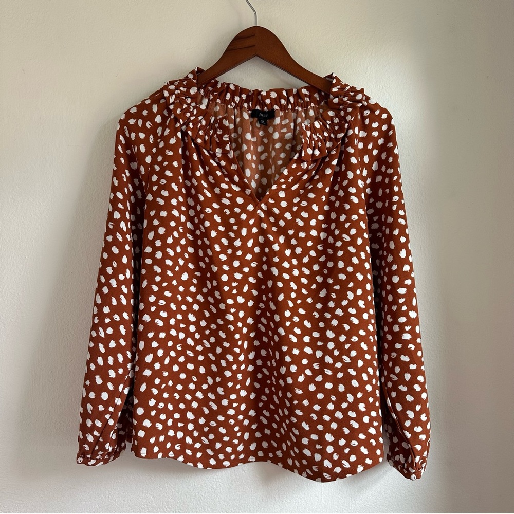 J. Crew Tops J.Crew Drapery Ruffleneck 365 Crepe Blouse